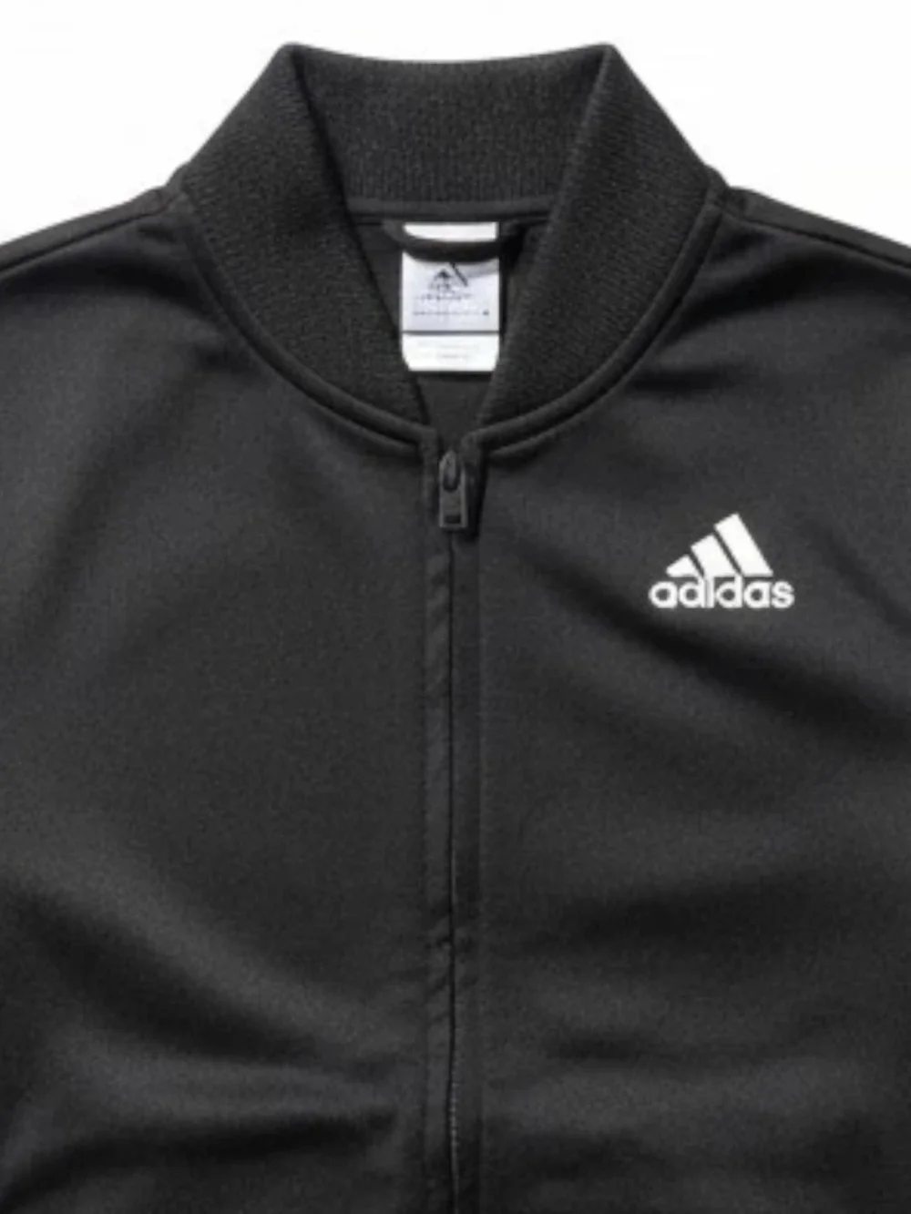 Toddler Adidas Black Track Jacket with White Stripes and Logo